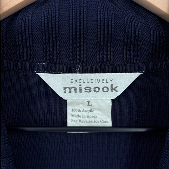 Misook Navy Knit Collar One Button Cardigan Large - Picture 3 of 3
